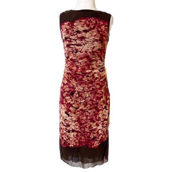 NWT Kay Unger mesh ruched dress sz M - Picture 1 of 6